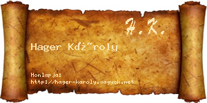 Hager Károly névjegykártya